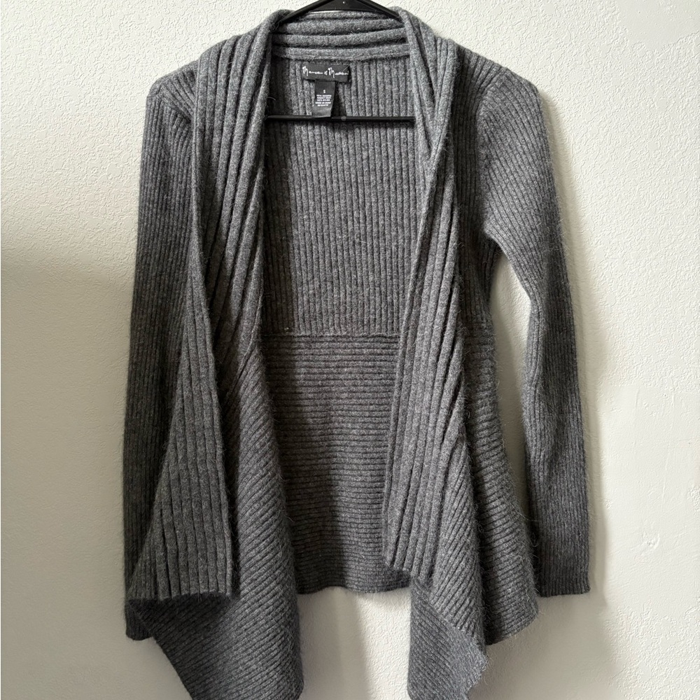 Mercer & Madison Angora‎ Rabbit Hair Knit Cardigan Preppy Minimal Career Office